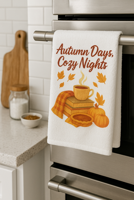 Rustic Hand Towel- Autumn Days, Cozy Nights