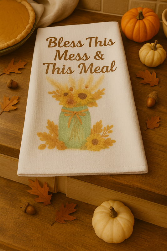 Bless This Mess & This Meal Thanksgiving Hand Towel