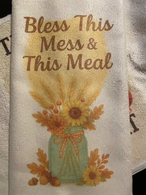 Bless This Mess & This Meal Thanksgiving Hand Towel
