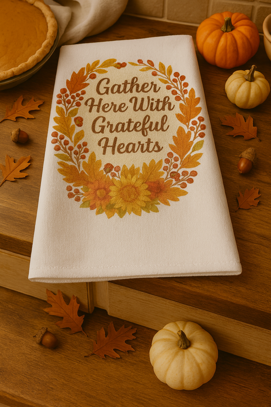 Gather Here With Grateful Hearts Thanksgiving Hand Towel