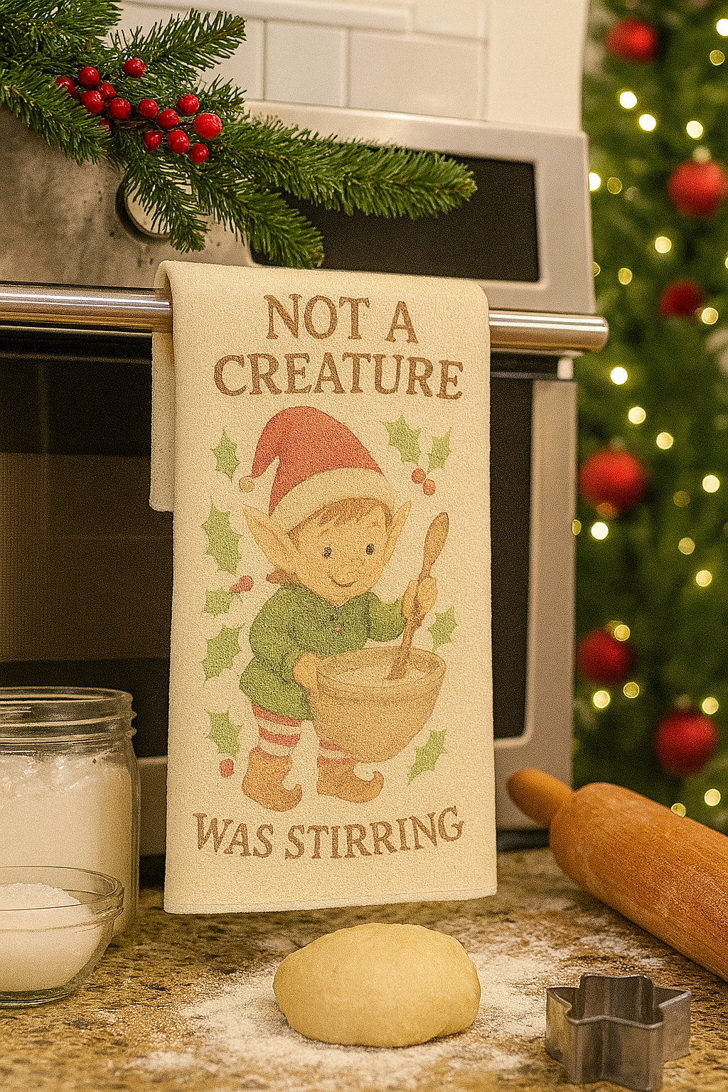 “Not a Creature Was Stirring” Christmas Tea Towel