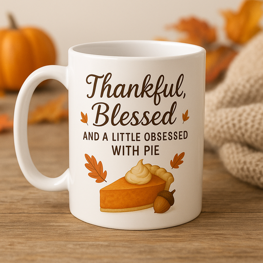 Thankful, Blessed & Obsessed with Pie – Fall Thanksgiving Coffee Mug